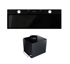 GLOBALO Okap kuchenny podszafkowy do zabudowy FLUXIME 90.1 LINIA DESIGN  kolor BLACK + TURBINA TW 1.2 kolor BLACK ZESTAW-DARMOWA DOSTAWA
