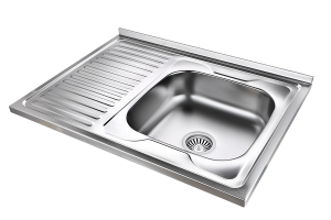 Quadron POP Zlewozmywak stalowy jednokomorowy prawy nakładany 80*60*15 cm z ociekaczem ROBIN  111 SteelQ bez otworu kolor satyna