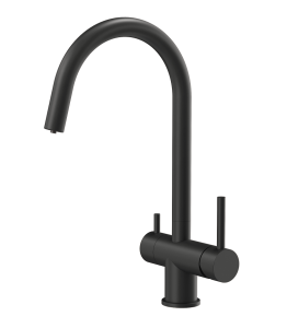 Quadron POP Bateria zlewozmywakowa trójdrożna  CAREN PURE CARBON z funkcją podłączenia filtra  kolor czarny mat