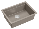 Quadron Unique Zlewozmywak granitowy jednokomorowy podwieszany 56*45*21,5 cm LOGAN 100 SOFT TAUPE z syfonem save space w kolorze stalowym-DARMOWA DOSTAWA
