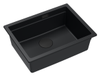 Quadron Unique Zlewozmywak granitowy jednokomorowy podwieszany 56*45*21,5 cm LOGAN 100 PURE CARBON z syfonem save space w kolorze czarnym-DARMOWA DOSTAWA