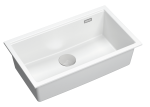 Quadron Unique Zlewozmywak granitowy jednokomorowy wpuszczany 76*45*23,5 cm LOGAN 110 SNOW WHITE z syfonem save space w kolorze stalowym-DARMOWA DOSTAWA