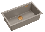 Quadron Unique Zlewozmywak granitowy jednokomorowy podwieszany 76*45*23,5 cm LOGAN 110 SOFT TAUPE  z syfonem save space w kolorze miedzianym-DARMOWA DOSTAWA