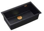 Quadron Unique Zlewozmywak granitowy jednokomorowy wpuszczany 76*45*23,5 cm LOGAN 110 PURE CARBON z syfonem save space w kolorze miedzianym-DARMOWA DOSTAWA