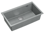 Quadron Unique Zlewozmywak granitowy jednokomorowy wpuszczany 76*45*23,5 cm LOGAN 110 SILVER STONE z syfonem save space w kolorze stalowym-DARMOWA DOSTAWA