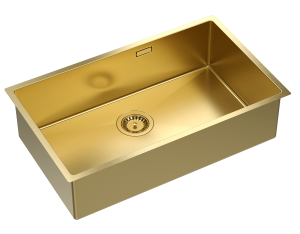 Quadron Unique Zlewozmywak stalowy jednokomorowy podwieszany / wpuszczany 74*44*20,5 cm ANTHONY 80 SteelQ PVD kolor złoty-DARMOWA DOSTAWA