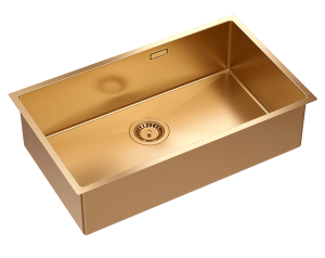 Quadron Unique Zlewozmywak stalowy jednokomorowy podwieszany/wpuszczany 74*44*20,5 cm ANTHONY 80 SteelQ PVD kolor miedziany-DARMOWA DOSTAWA