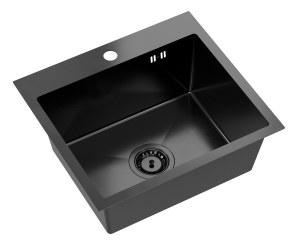 Quadron POP STALLOVE Zlewozmywak stalowy jednokomorowy 50*45*20 cm LUKE 100 SteelQ kolor PVD black metal