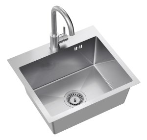 Quadron POP STALLOVE Zlewozmywak stalowy jednokomorowy 50*45*20 cm LUKE 100 SteelQ kolor stal szczotkowana z baterią KATE kolor stal szczotkowana