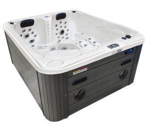 HYDROSAN - Wanna SPA Jacuzzi ogrodowe z hydromasażem 3-osobowa 210x170 cm BIAŁA PERŁA OBUDOWA SZARA SPA705