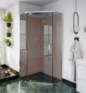 Kabina STYLIO pentagonalna 1-skrzydłowa 90x90x190 chrom szkło grafit z powłoką CleanGLASS - Darmowa dostawa