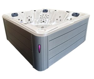 HYDROSAN - Wanna SPA Jacuzzi ogrodowe z hydromasażem 5-osobowa 230x230 cm BIAŁA PERŁA OBUDOWA SZARA  SPA702