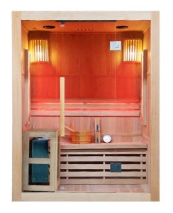 HYDROSAN SAUNA FIŃSKA SUCHA KEMI3 PROSTOKĄTNA WYSOKOTEMPERATUROWA 3-4 OSOBOWA 150x120x190 cm  Z PIECEM HARVIA 4,5KW  I PANELAMI SOLNYMI