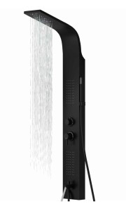 Corsan - Panel prysznicowy ALTO LED z termostatem i wylewką, kolor CZARNY A017TBLLEDW - Darmowa dostawa