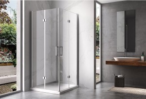 HYDROSAN Kabina prysznicowa kwadratowa narożna 70x70x195 drzwi podwójne składane chrom szkło transparentne uniwersalna z powłoką Nano Glass KZ08A-70