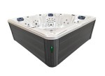 HYDROSAN - Wanna SPA Jacuzzi ogrodowe z hydromasażem 5-osobowa 230x230 cm BIAŁA PERŁA OBUDOWA CIEMNO-SZARE DREWNO SPA702