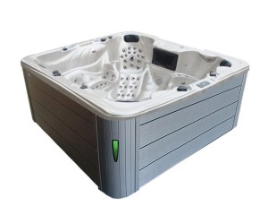 HYDROSAN - Wanna SPA Jacuzzi ogrodowe z hydromasażem 6-osobowa 230x230 cm CAPPUCCINO OBUDOWA SZARA SPA703A