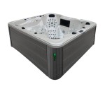 HYDROSAN - Wanna SPA Jacuzzi ogrodowe z hydromasażem 6-osobowa 230x230 cm CAPPUCCINO OBUDOWA CIEMNO-SZARE DREWNO SPA703A