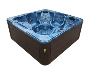 HYDROSAN - Wanna SPA Jacuzzi ogrodowe z hydromasażem 6-osobowa 230x230 cm NIEBIESKA FALA OCEANU OBUDOWA KAWA SPA703A