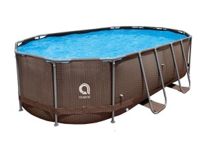VELACO Basen ogrodowy stelażowy owalny AVENLI FLORIDA 427x275x100 cm w zestawie  z pompą filtrującą kolor BRĄZOWY