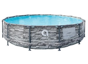 VELACO Basen ogrodowy stelażowy okrągły AVENLI BRICK 457x107 cm w zestawie  z pompą  filtrującą kolor SZARY