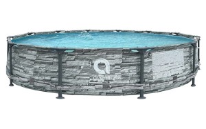VELACO Basen ogrodowy stelażowy okrągły AVENLI STONY 366x76 cm w zestawie  z pompą  filtrującą  kolor SZARY