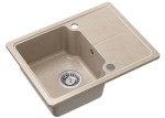 Quadron POP Zlewozmywak granitowy jednokomorowy 58*44*18 cm z ociekaczem JOHNNY BABY  116 GRANITEQ river sand / piaskowy ze stalowym odpływem