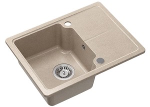 Quadron POP Zlewozmywak granitowy jednokomorowy 58*44*18 cm z ociekaczem JOHNNY BABY  116 GRANITEQ river sand / piaskowy ze stalowym odpływem