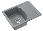 Quadron POP Zlewozmywak granitowy jednokomorowy 58*44*18 cm z ociekaczem JOHNNY BABY  116 GRANITEQ silver stone ze stalowym odpływem