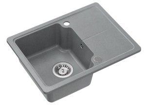 Quadron POP Zlewozmywak granitowy jednokomorowy 58*44*18 cm z ociekaczem JOHNNY BABY  116 GRANITEQ silver stone ze stalowym odpływem