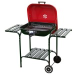 VELACO Grill węglowy ogrodowy  VL02-RED-BLACK 121x57x97 cm z pokrywą i drewnianymi półkami kolor CZERWONO/CZARNY