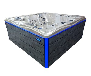 HYDROSAN - Wanna SPA Jacuzzi ogrodowe z hydromasażem 5-osobowa 210x210 cm CAPPUCCINO OBUDOWA SZARA DESKA F22 SPA747