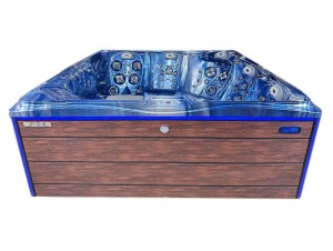 HYDROSAN - Wanna SPA Jacuzzi ogrodowe z hydromasażem 5-osobowa 230x230 cm NIEBIESKA FALA OCEANU OBUDOWA BRĄZOWA DESKA F21 SPA748