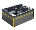 HYDROSAN - Wanna SPA Jacuzzi ogrodowe z hydromasażem 3-osobowa 213x165 cm CZARNA FALA OBUDOWA SZARA DESKA F24 SPA754