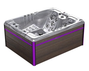 HYDROSAN - Wanna SPA Jacuzzi ogrodowe z hydromasażem 3-osobowa 213x165 cm CAPPUCCINO OBUDOWA BRĄZOWA DESKA F21 SPA754