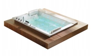 HYDROSAN - Wanna z hydromasażem KALAMBO 914 DO ZABUDOWY 2-osobowa 190x150 cm BIAŁA Z BIAŁĄ PÓŁKĄ