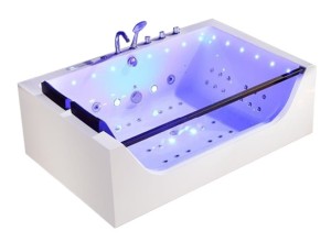 HYDROSAN - Wanna z hydromasażem NIKE 937 Z OBUDOWĄ 2-osobowa 180x120 cm BIAŁA Z PANELEM SZKLANYM