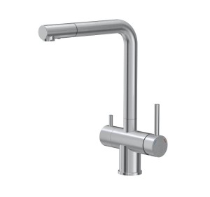 Quadron  Unique Bateria zlewozmywakowa trójdrożna  ELLEN stalowa z wyciąganą wylewką oraz funkcją podłączenia filtra  kolor stal szczotkowana-DARMOWA DOSTAWA