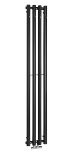 SAPHO Grzejnik łazienkowy PILON 4W 27x180 cm 583W z wieszakami na ręczniki  kolor CZARNY MAT IZ122T