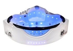 HYDROSAN - Wanna z hydromasażem EOS 932 Z OBUDOWĄ 2-osobowa 155x155 cm BIAŁA Z PANELEM SZKLANYM