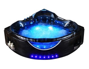 HYDROSAN - Wanna z hydromasażem EOS 932 Z OBUDOWĄ 2-osobowa 155x155 cm CZARNA FALA Z PANELEM SZKLANYM