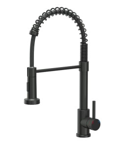 Quadron POP Bateria zlewozmywakowa stalowa SALMA NEW PURE CARBON z funkcją prysznica i wyciąganą wylewką sprężyna kolor czarny mat