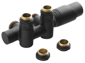 BRUCKNER Zawór  przyłączeniowy WICHER  COMBI termostatyczny zespolony uniwersalny rozstaw 50 mm kolor czarny mat 600.331.6
