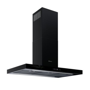 GLOBALO Okap kuchenny wyspowy LONATIO ISOLA 90.3 LINIA DESIGN stal / szkło hartowane kolor BLACK-DARMOWA DOSTAWA