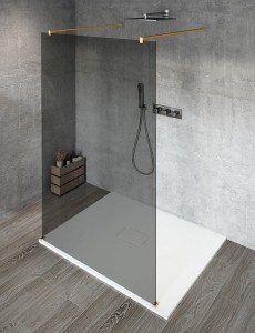 GELCO Kabina prysznicowa przyścienna VARIO GOLD MATT WALK IN  130x200 szkło dymione z powłoką Coated Glass GX1313-02