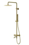Corsan - Kolumna prysznicowa LUGO ZŁOTA SZCZOTKOWANA z baterią termostatyczną i obrotową wylewką CMN01TBGLW-Darmowa dostawa