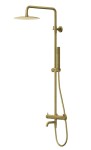 Corsan - Kolumna prysznicowa LUGO ZŁOTA SZCZOTKOWANA z baterią mieszaczową i obrotową wylewką CMN01MBGLW-Darmowa dostawa
