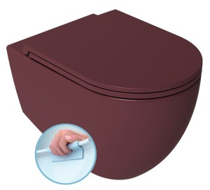 ISVEA - Miska wisząca WC INFINITY RIMLESS 36,5x53,5 cm bez deski kolor MAROON RED MAT  10NF02005-2R