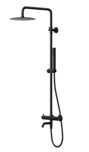 Corsan - Kolumna prysznicowa LUGO czarna z baterią mieszaczową i obrotową wylewką CMN01MBLW-Darmowa dostawa