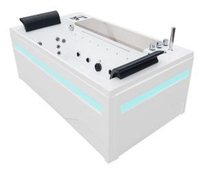 HYDROSAN - Wanna z hydromasażem MONTANA 925 Z OBUDOWĄ 2-osobowa 180x100 cm BIAŁA Z BIAŁĄ PÓŁKĄ